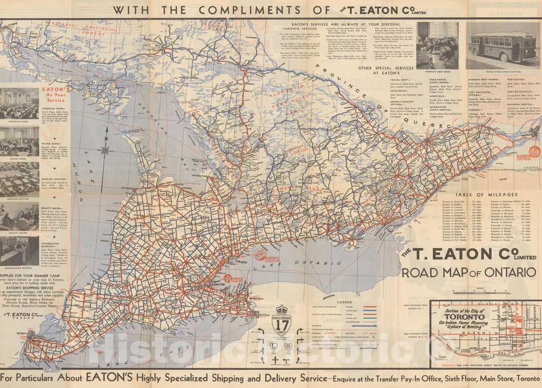 Historic Map : Road Map of Ontario 1920 , Vintage Wall Art