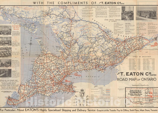 Historic Map : Road Map of Ontario 1920 , Vintage Wall Art