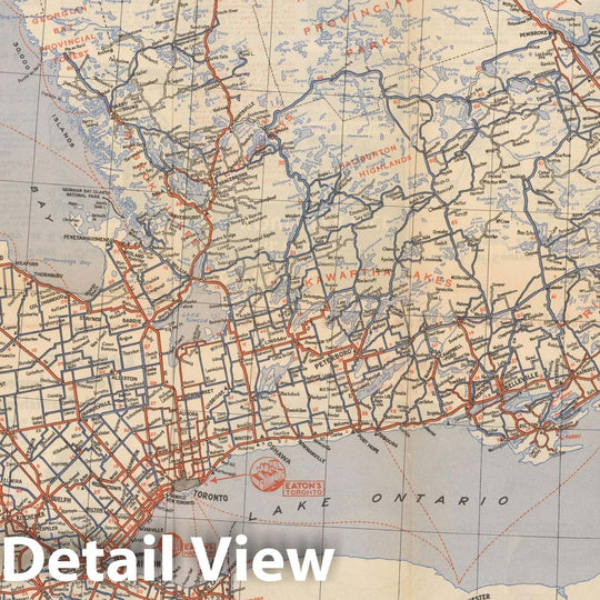 Historic Map : Road Map of Ontario 1920 , Vintage Wall Art