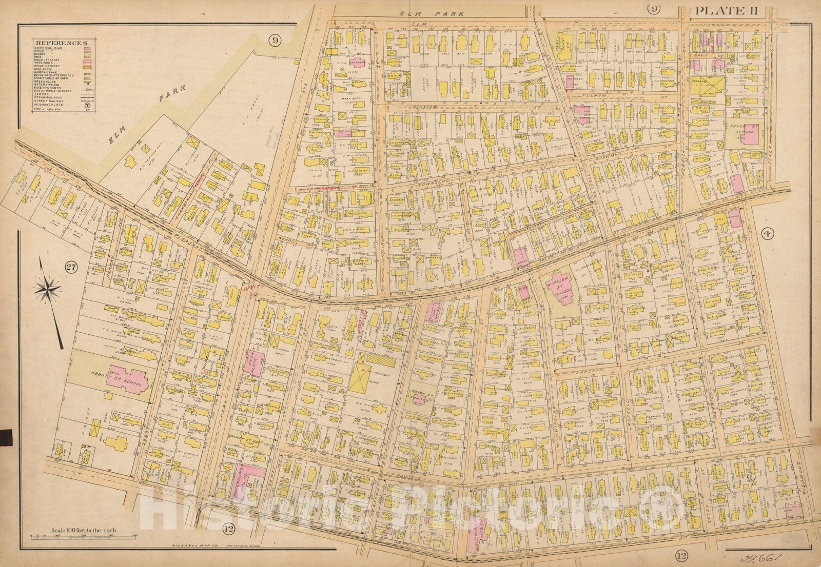 Historic Map : Atlas City of Worcester, Worcester 1911 Plate 011 , Vintage Wall Art
