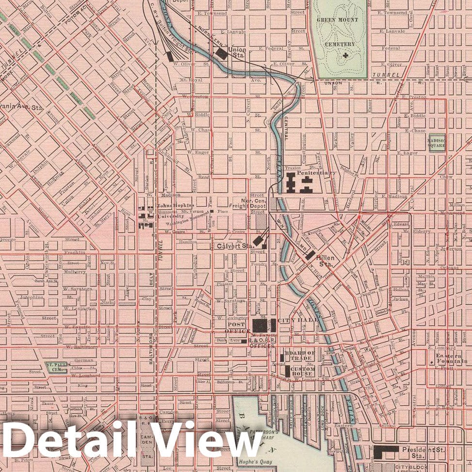 Historic Map : Baltimore 1891 , Rand McNally's Atlas World , Vintage Wall Art