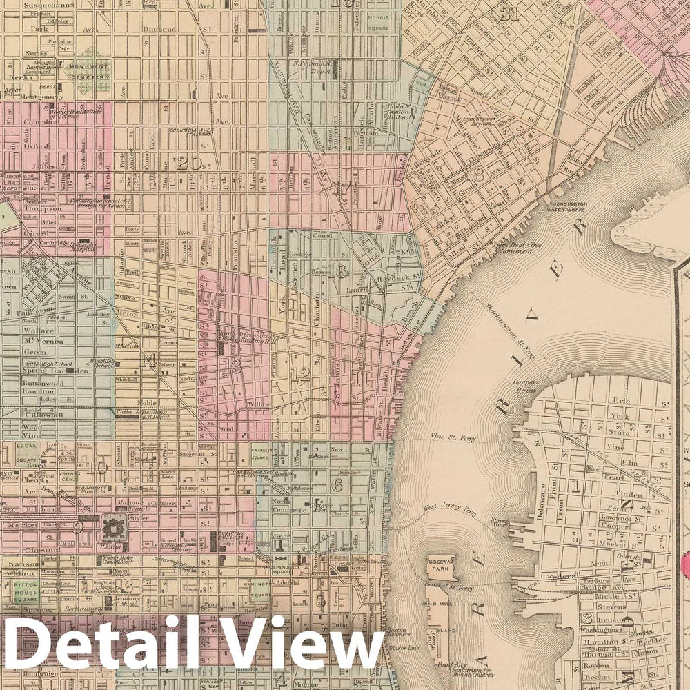 Historic Map : Philadelphia, Philadelphia 1882 , Vintage Wall Art