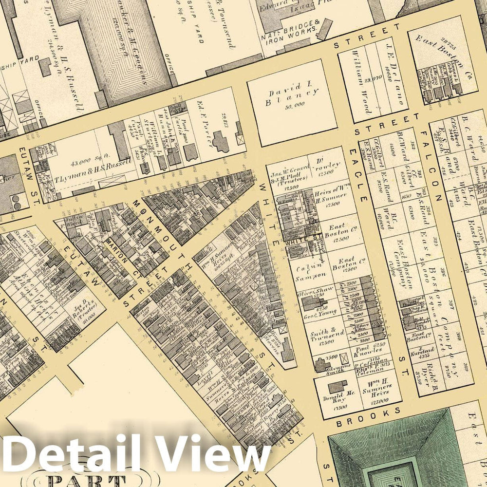 Historic Map : Atlas of county of Suffolk, MA Vol. 4, East Boston 1874 Plate L , Vintage Wall Art