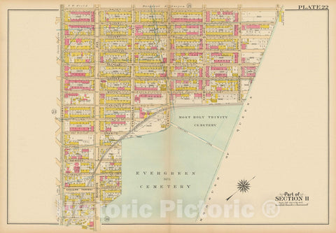 Historic Map : Vol. 1, Brooklyn 1908 Plate 022 , Atlas Borough of Brooklyn , Vintage Wall Art