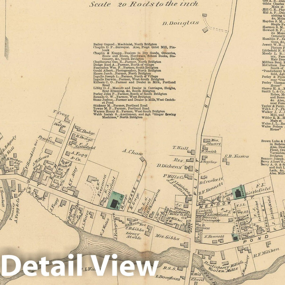 Historic Map : Atlas of Cumberland County Maine, Bridgton 1871 , Vintage Wall Art