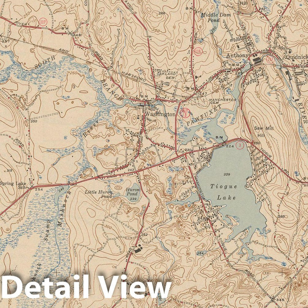 Historic Map : USGS 7.5 Minute Sheets and Quadrangles, Coventry & Warwick 1943 Topographic Map , Vintage Wall Art