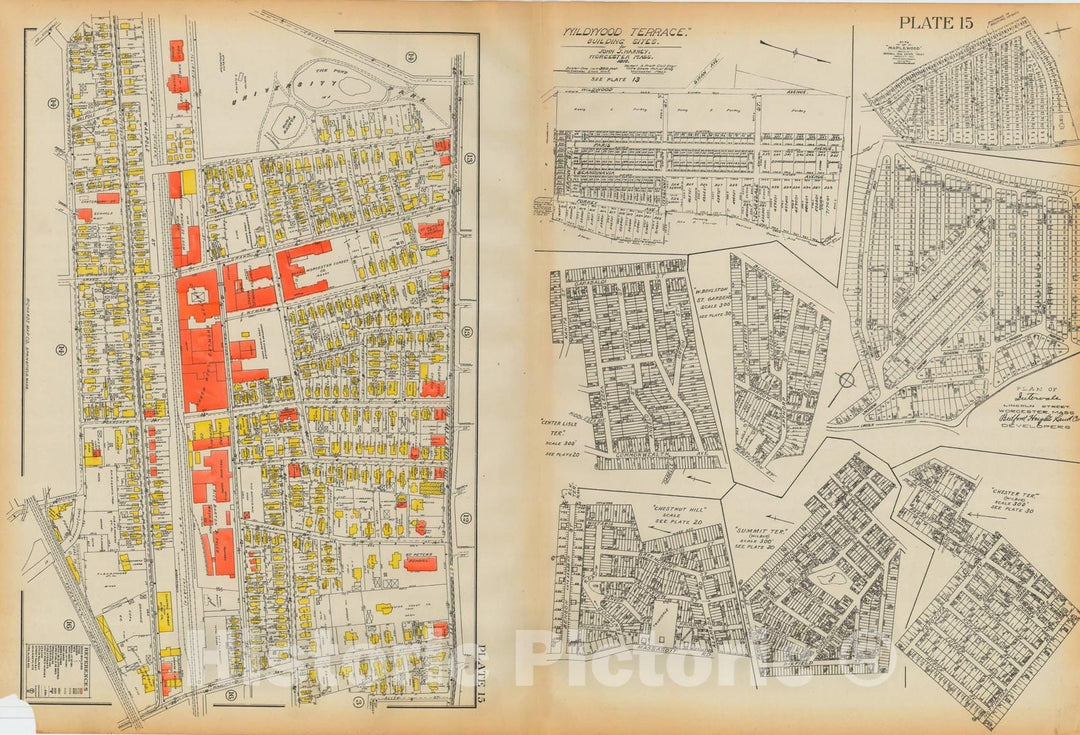 Historic Map : Atlas City of Worcester MA 1922 Plate 015 , Vintage Wall Art