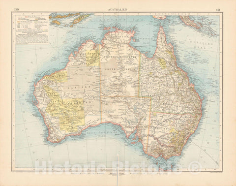 Historic Map : Australia 1899 , Andrees Allgemeiner Handatlas , Vintage Wall Art