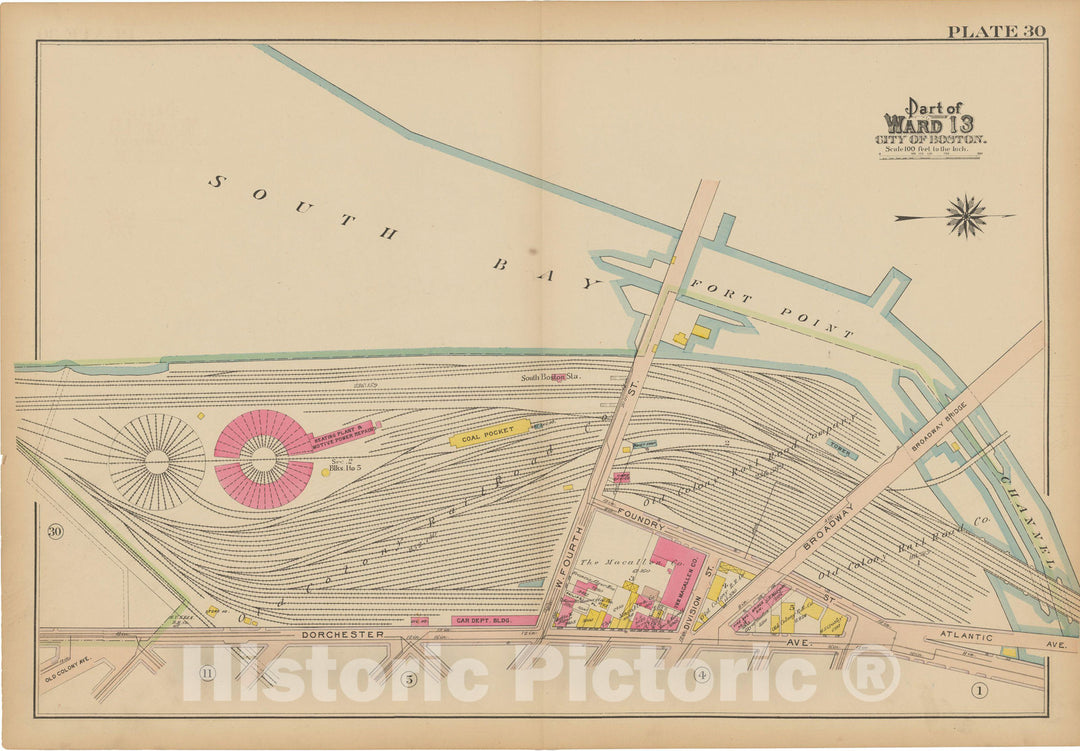 Historic Map : Atlas of South Boston, South Boston 1910 Plate 030 , Vintage Wall Art