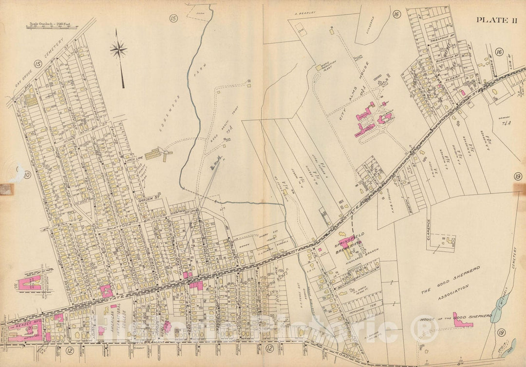 Historic Map : Atlas City of Springfield and the Town of Longmeadow 1920 Plate 011 , Vintage Wall Art