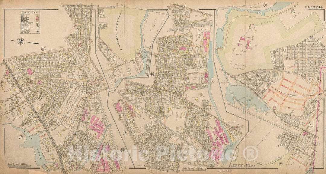 Historic Map : Atlas City of Worcester, Worcester 1911 Plate 014 , Vintage Wall Art