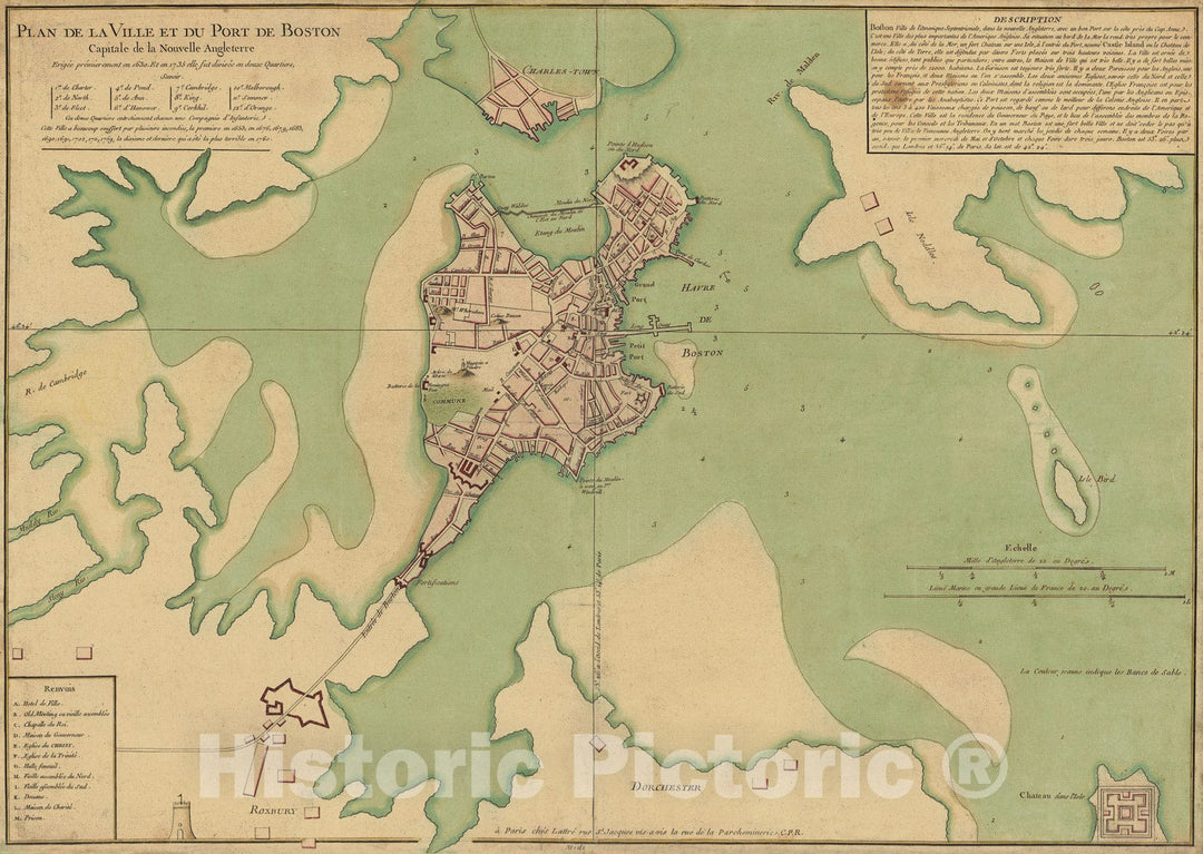 Historic Map : Revolutionary War Maps of Boston and Massachusetts 1770 , Vintage Wall Art