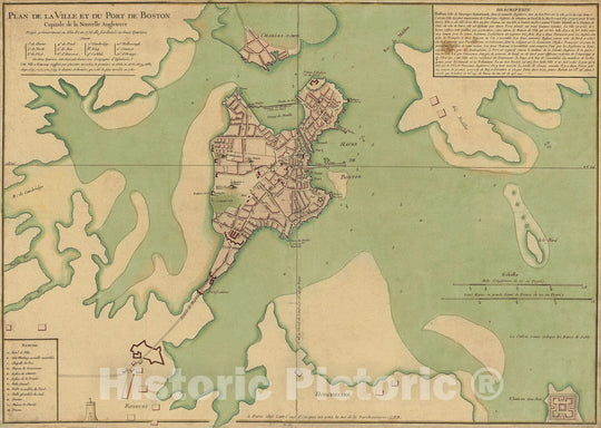 Historic Map : Revolutionary War Maps of Boston and Massachusetts 1770 , Vintage Wall Art