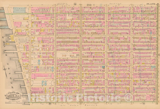 Historic Map : Manhattan & New York City 1885 Plate 011 , Robinson's Atlas City of New York , Vintage Wall Art