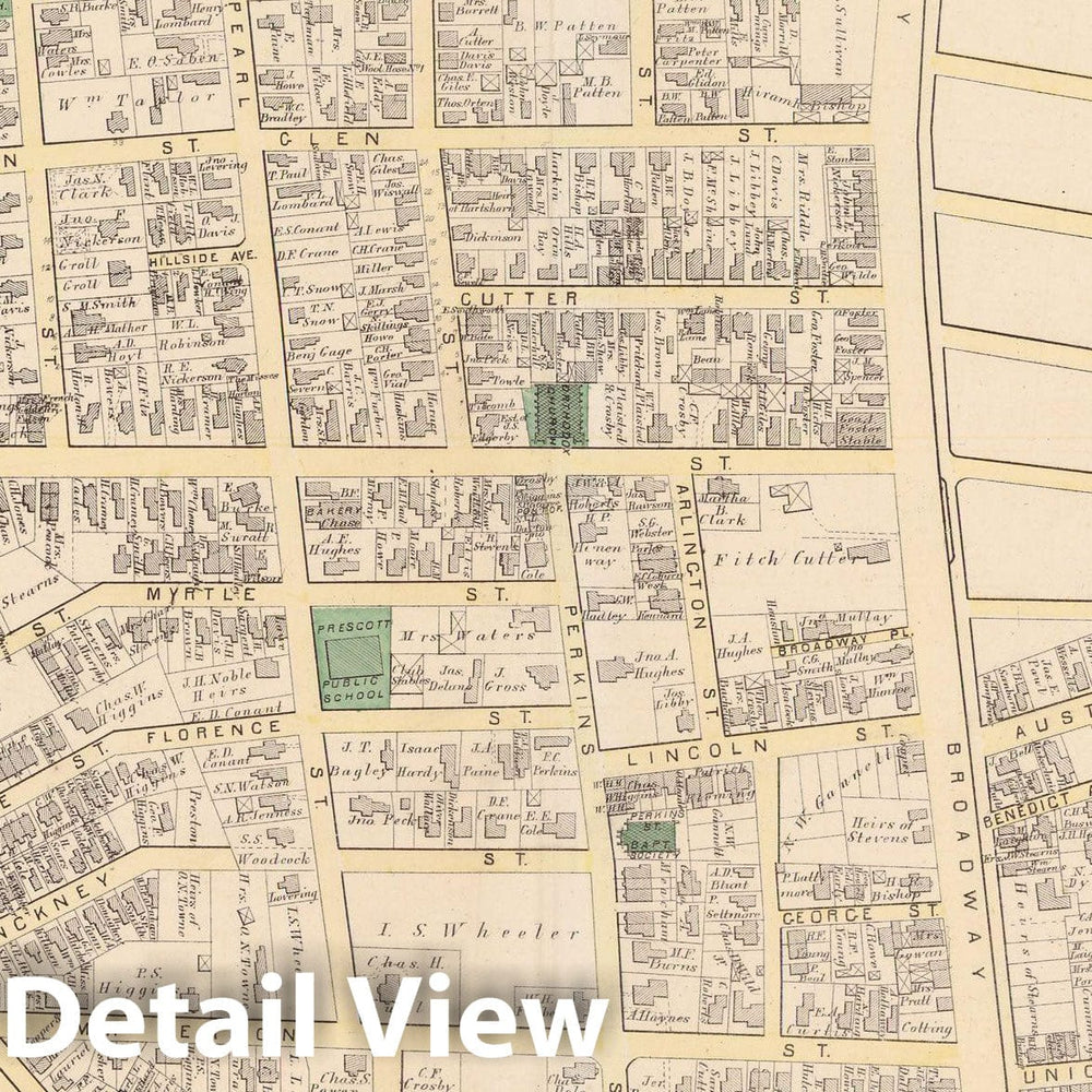 Historic Map : Atlas City of Somerville, Somerville 1874 Plate B , Vintage Wall Art