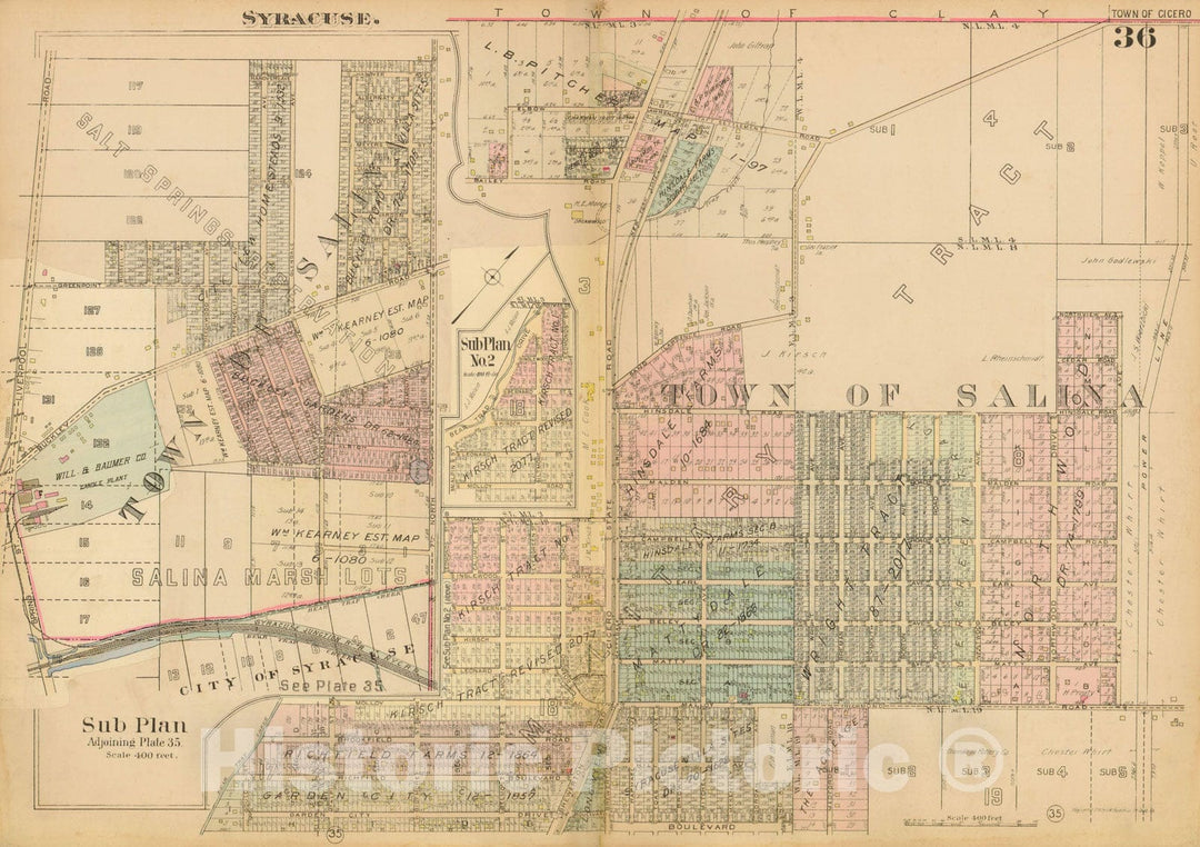 Historic Map : Atlas City of Syracuse, NY and Suburbs, Syracuse 1924 Plate 036 , Vintage Wall Art