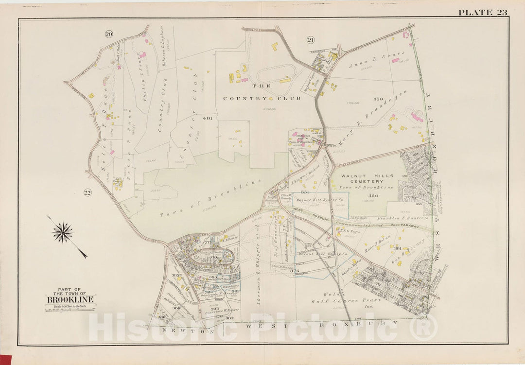 Historic Map : Atlas Town of Brookline, Brookline 1927 Plate 023 , Vintage Wall Art