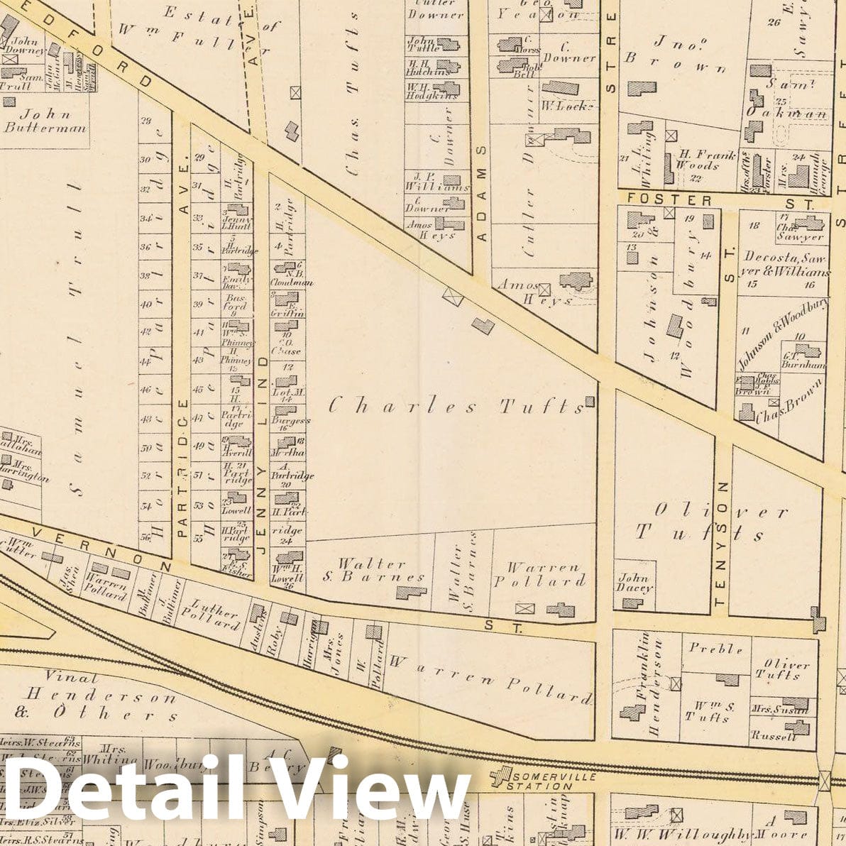 Historic Map : Atlas City of Somerville, Somerville 1874 Plate G , Vintage Wall Art