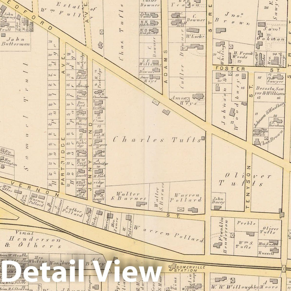 Historic Map : Atlas City of Somerville, Somerville 1874 Plate G , Vintage Wall Art