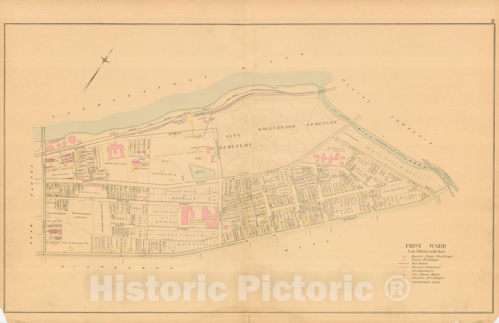 Historic Map : Atlas of Wilkes Barre, Wilkes Barre 1894 , Vintage Wall Art
