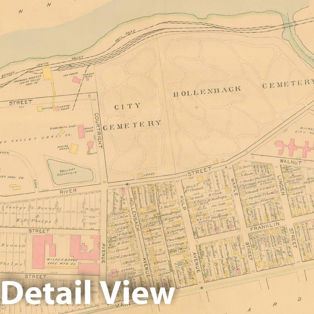 Historic Map : Atlas of Wilkes Barre, Wilkes Barre 1894 , Vintage Wall Art