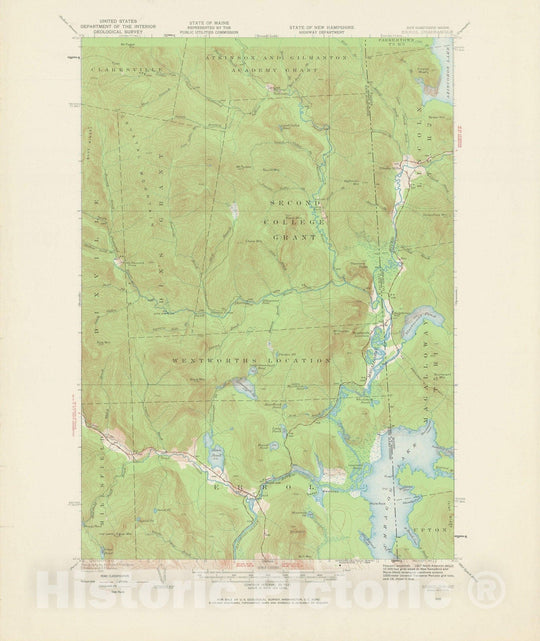 Historic Map : USGS 7.5 Minute Sheets and Quadrangles, Errol 1930 Topographic Map , Vintage Wall Art