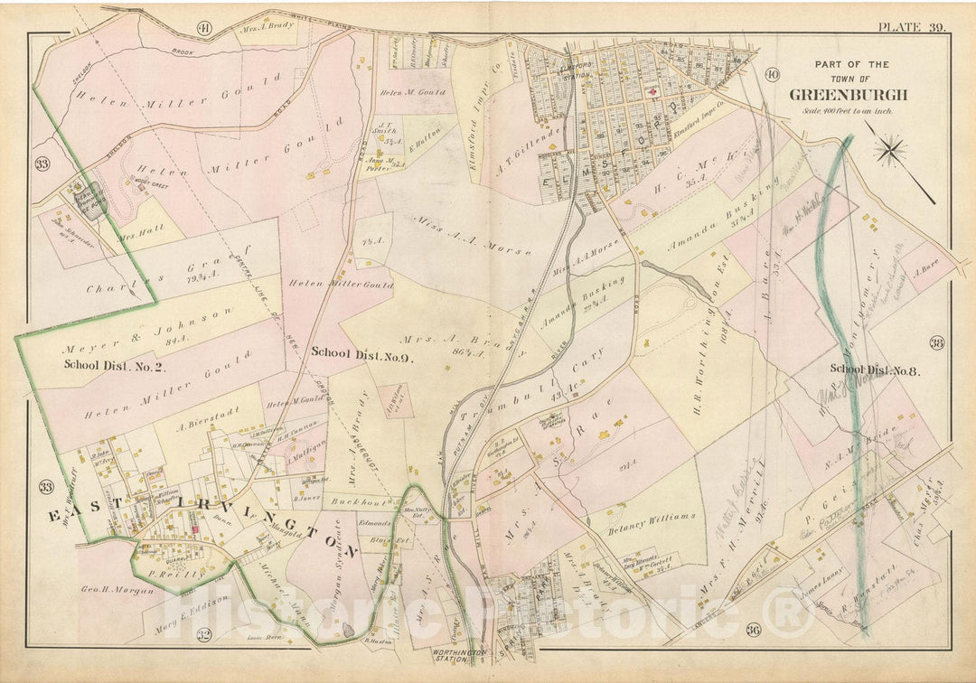 Historic Map : Atlas of Westchester County, Greenburgh 1901 Plate 039 , Vintage Wall Art