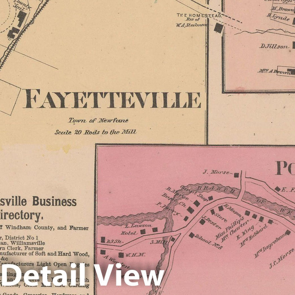 Historic Map : Atlas of Windham County, VT, Guilford & Newfane & Wittingham 1869 , Vintage Wall Art