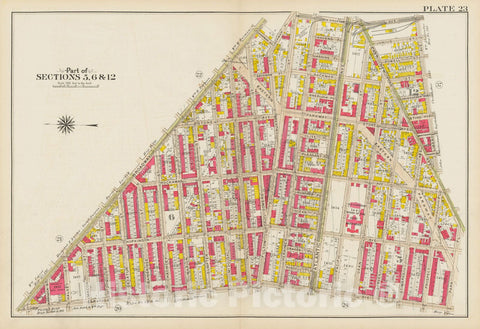 Historic Map : Vol. 1, Brooklyn 1908 Plate 023 , Atlas Borough of Brooklyn , Vintage Wall Art