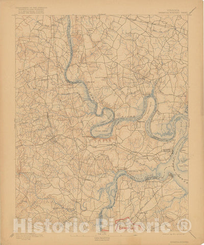 Historic Map : USGS 7.5 Minute Sheets and Quadrangles, Bermuda Hundred 1917 Topographic Map , Vintage Wall Art