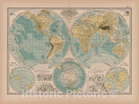 Historic Map : World Map 1897 , The Century Atlas World , Vintage Wall Art