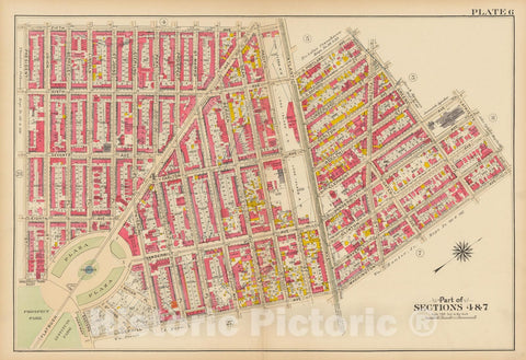 Historic Map : Vol. 1, Brooklyn 1908 Plate 006 , Atlas Borough of Brooklyn , Vintage Wall Art