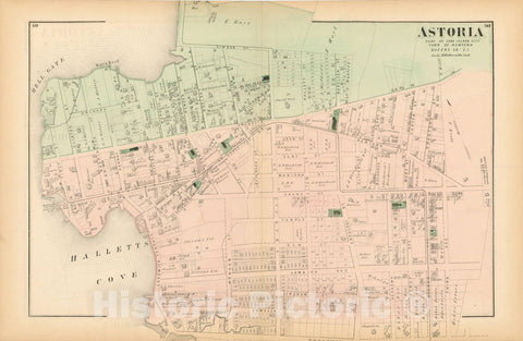 Historic Map : Atlas of Long Island, Astoria & Long Island City & Queens 1870 , Vintage Wall Art