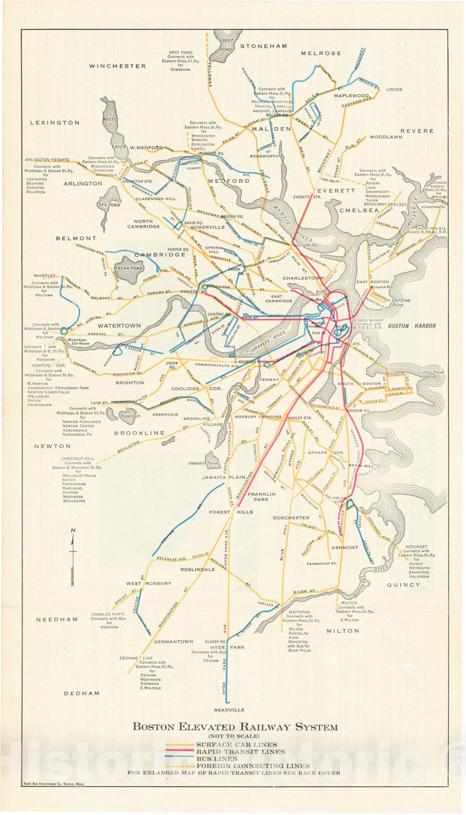 Historic Map : Greater Boston Transit Maps, Boston Elevated Railway Sy ...