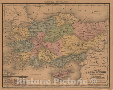 Historic Map : Mitchell's Ancient Atlas, Asia Minor 1865 , Vintage Wall Art