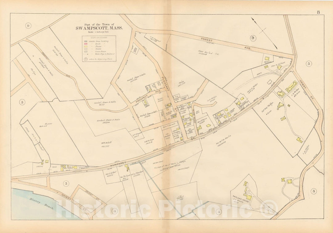Historic Map : Atlas of Town of Swampscott, Swampscott 1897 Plate 008 , Vintage Wall Art