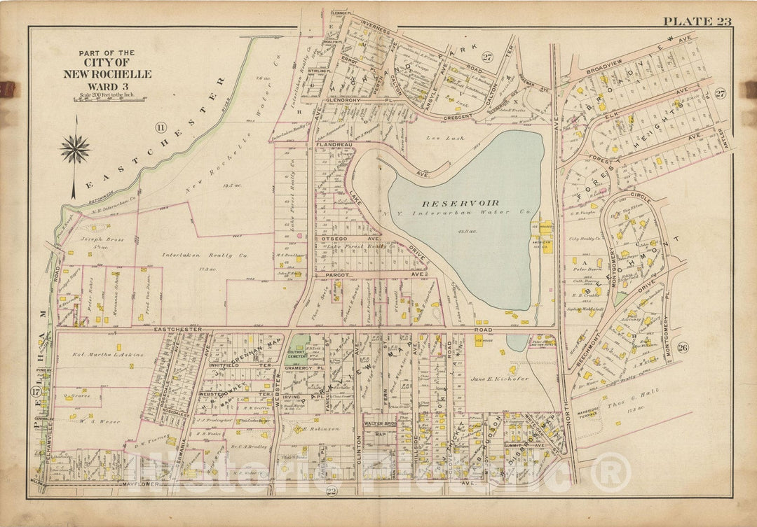 Historic Map : Atlas of Westchester County, NY, Vol. 1, New Rochelle 1910 Plate 023 , Vintage Wall Art
