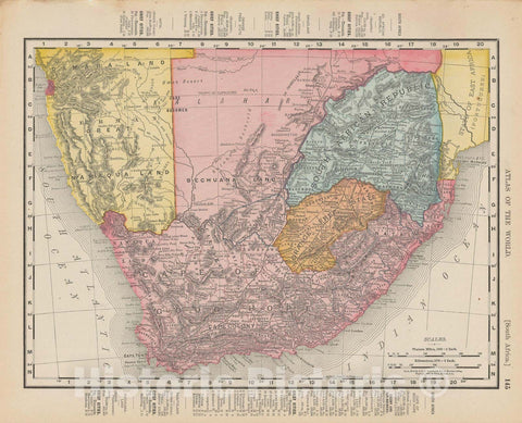 Historic Map : South Africa 1900 , Universal Atlas World , Vintage Wall Art