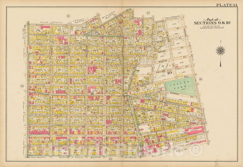 Historic Map : Vol. 1, Brooklyn 1908 Plate 014 , Atlas Borough of Brooklyn , Vintage Wall Art