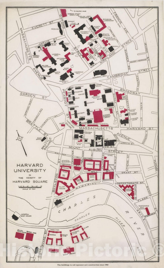 Historic Map : Harvard University & Harvard Square , Vintage Wall Art