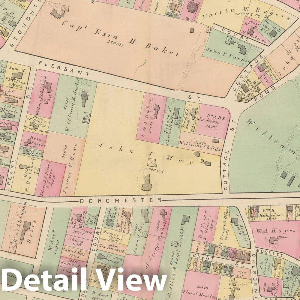 Historic Map : Atlas of County of Suffolk, MA Vol. 3rd, Dorchester 1874 Plate K , Vintage Wall Art