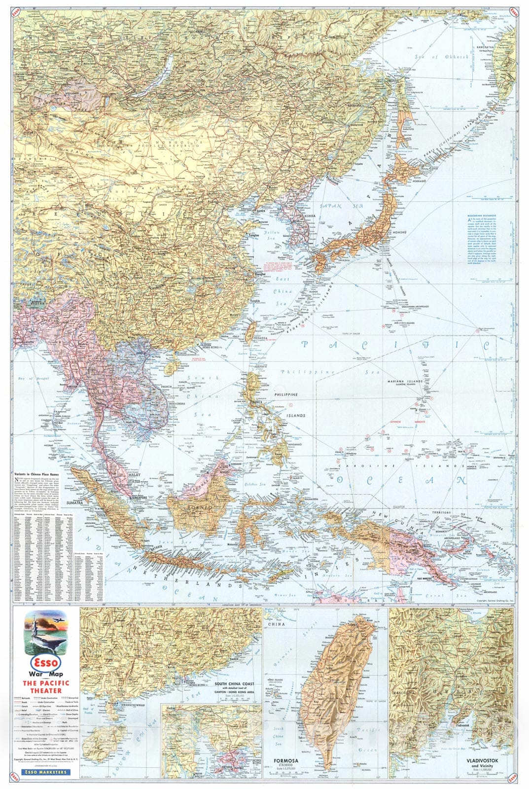 Historic Map : WWII Pacific Theater 1940s , Vintage Wall Art