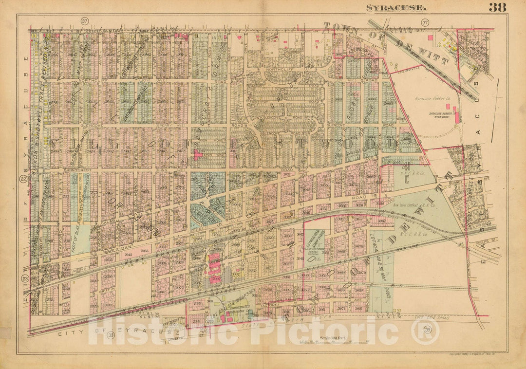 Historic Map : Atlas City of Syracuse, NY and Suburbs, Syracuse 1924 Plate 038 , Vintage Wall Art
