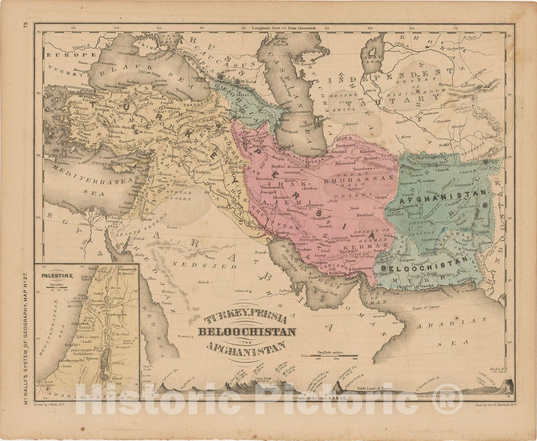 Historic Map : McNally's Improved System of Geography, Asia 1856 , Vintage Wall Art