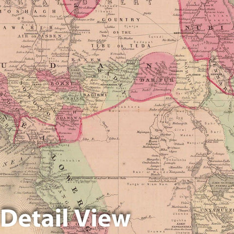 Historic Map : Africa 1865 , Johnson's Family Atlas , Vintage Wall Art