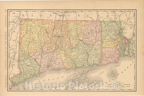 Historic Map : United States Maps, Connecticut 1894 , Vintage Wall Art