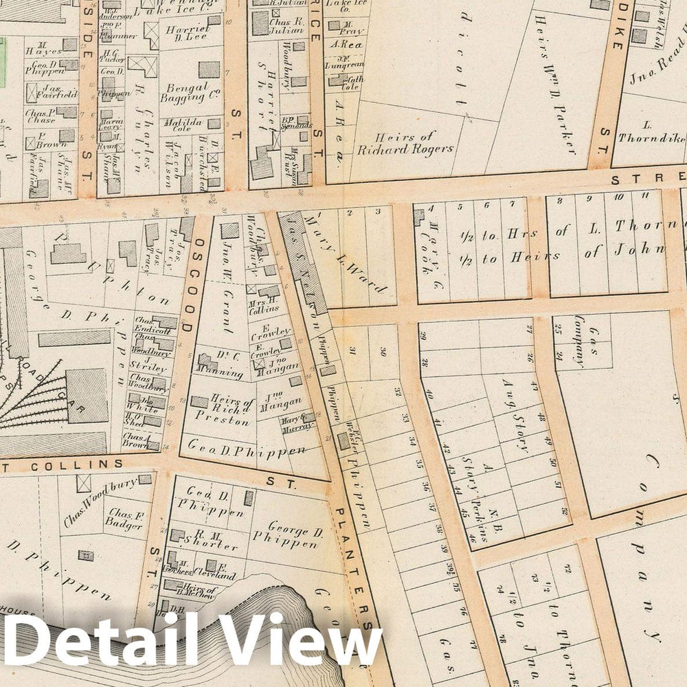 Historic Map : Atlas City of Salem, Massachusetts, Salem 1874 Plate E , Vintage Wall Art