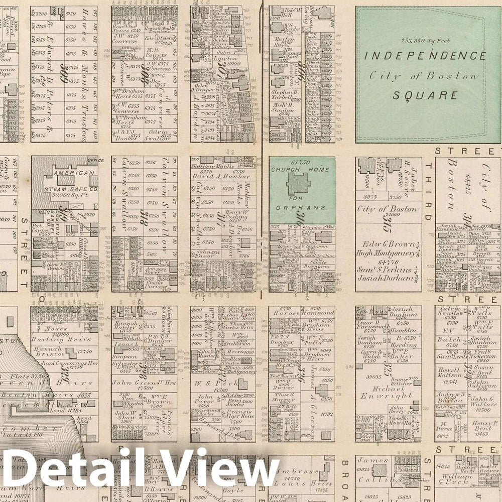 Historic Map : Atlas of County of Suffolk, MA Vol. 3rd, South Boston 1874 Plate H , Vintage Wall Art