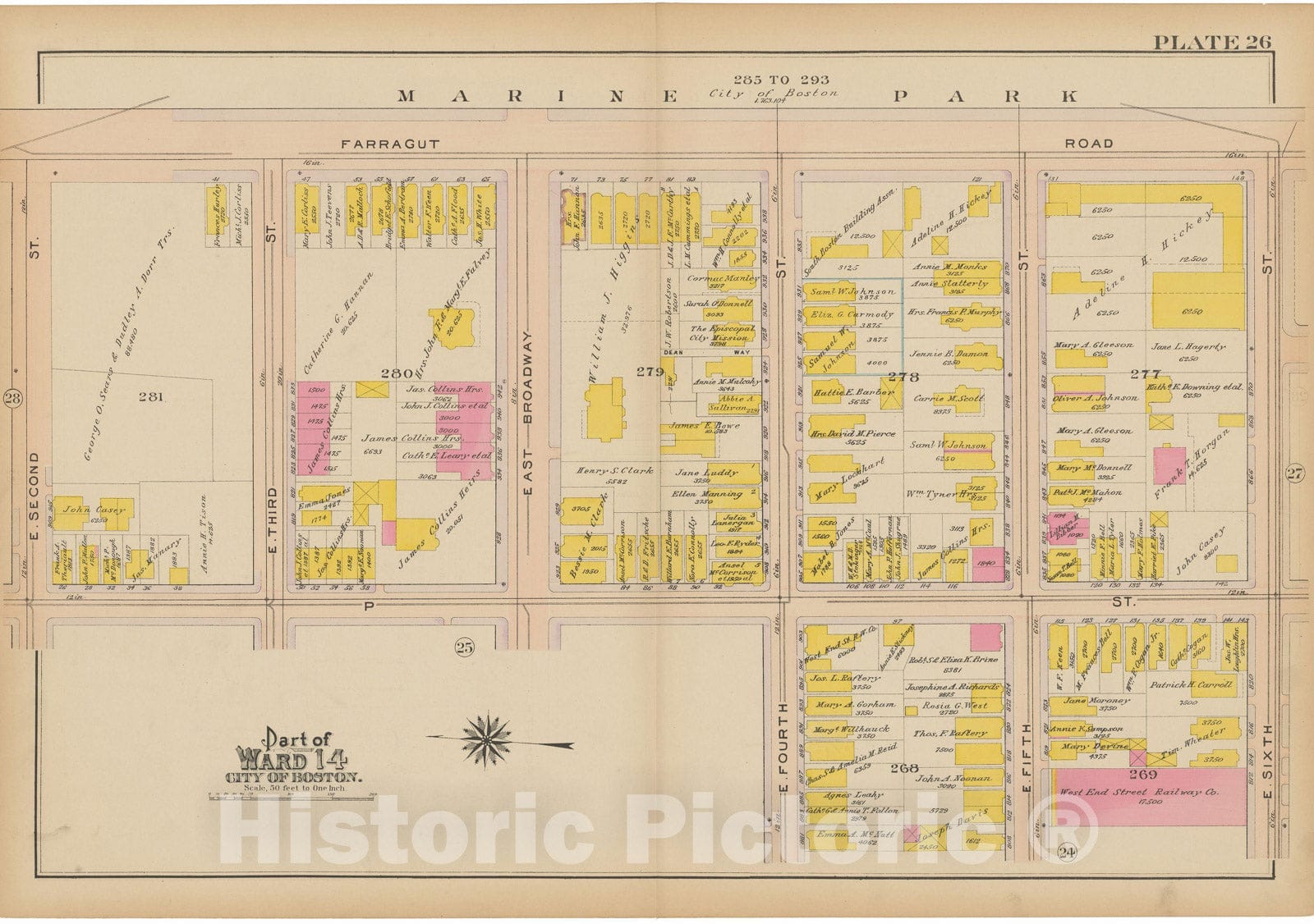 Historic Map : Atlas of South Boston, South Boston 1910 Plate 026 , Vintage Wall Art