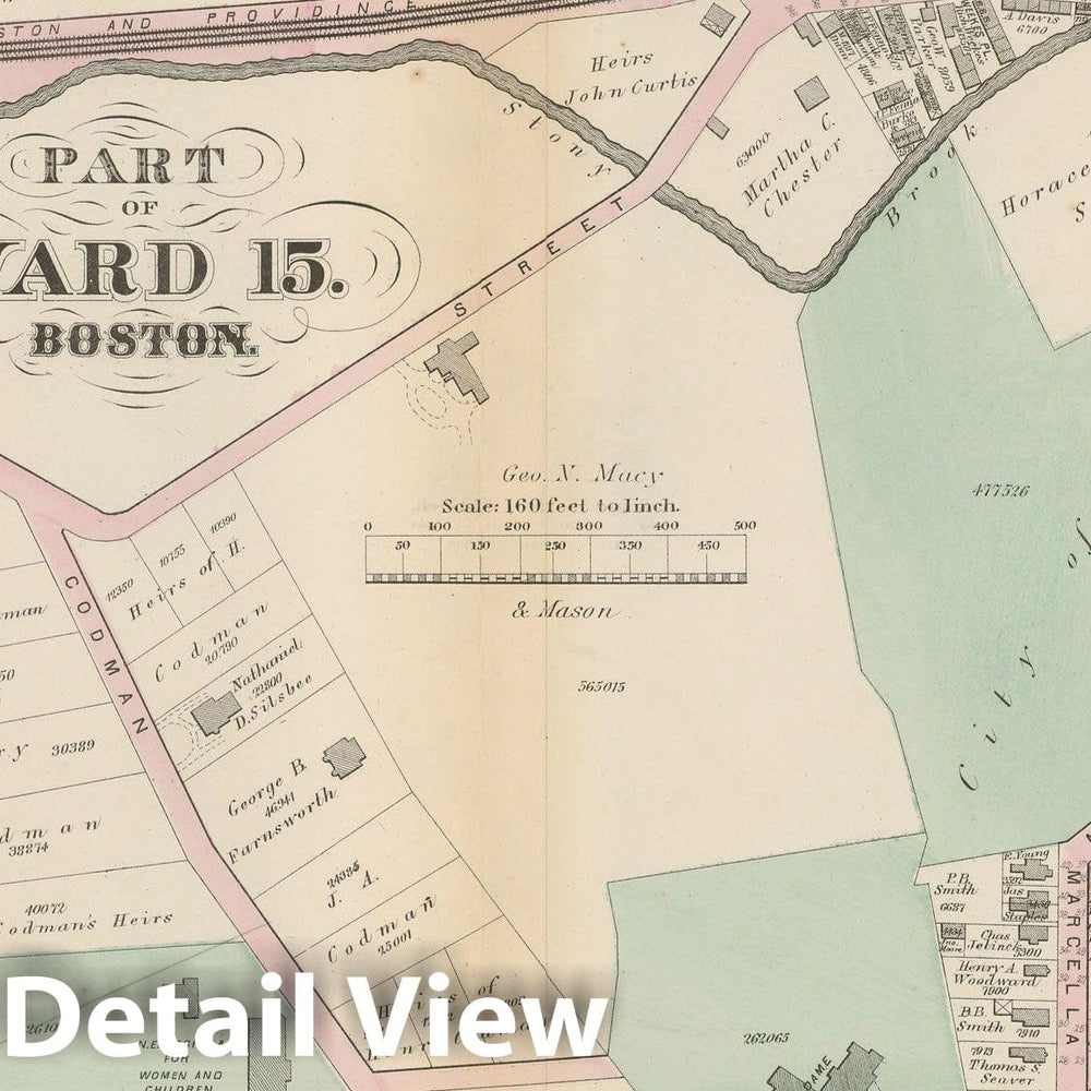Historic Map : Atlas of County of Suffolk, MA Vol. 2nd, Roxbury 1873 Plate M , Vintage Wall Art